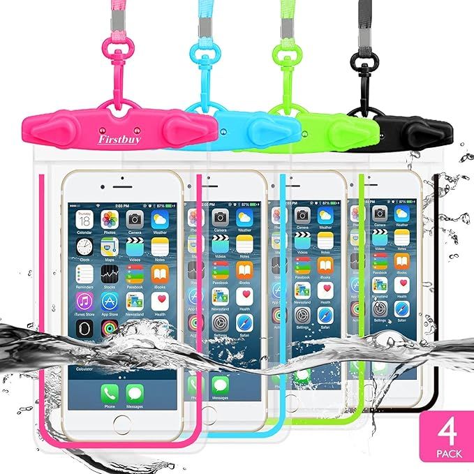 LENPOW Waterproof Phone Case, 4 Pack Universal Waterproof Pouch Dry Bag with Neck Strap Luminous ... | Amazon (US)