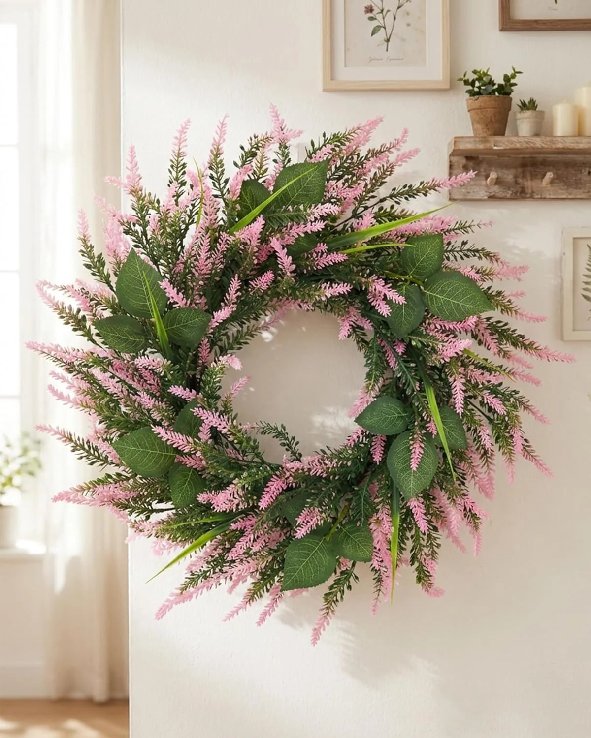 Artificial Pink Lavender Wreath Spring Summer  Wreath Handmade Wreath with Lavender for Gifts Fes... | Walmart (US)