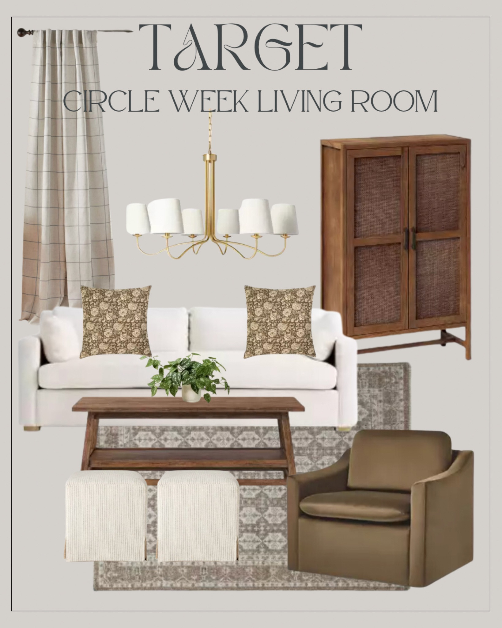 🚨SALE ENDS TOMORROW🚨Living Room Inspiration- all items on sale at Target right now! 

Living room furniture, couch, accent chair, cabinet, hutch, lighting, chandelier, curtains, area rug, coffee table, home decor, home accents, faux plant, ottoman, throw pillows, decorative pillows

#LTKStyleTip #LTKSummerSales #LTKHome