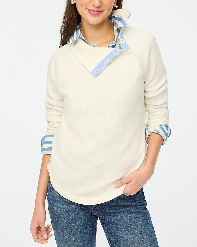Wide button-collar pullover sweatshirt | J.Crew Factory