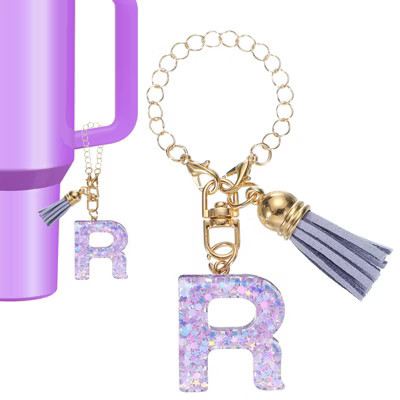 Unique Bargains Resin Lightweight Decorative Sparkling Purple Sequins Tumbler Cup Charm Letter R | Target