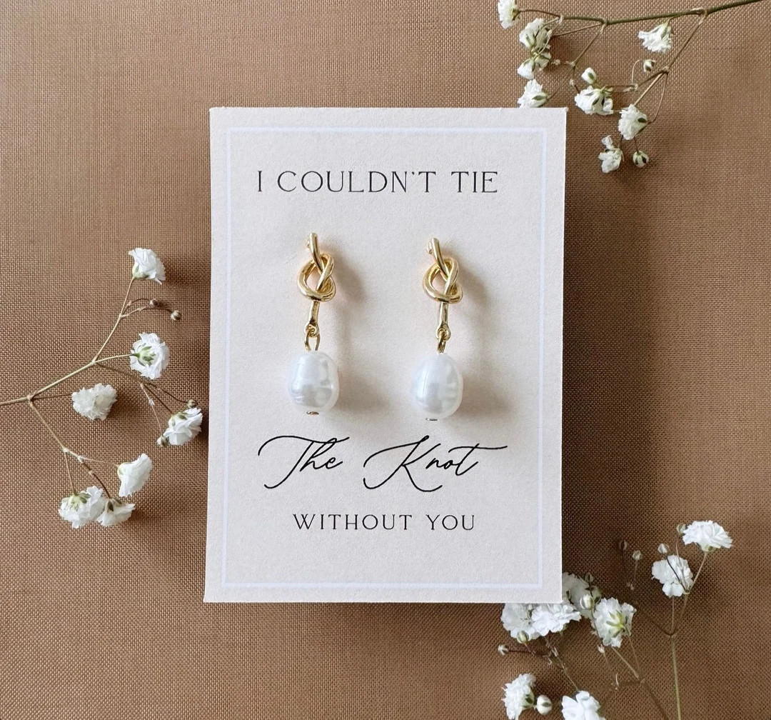 Tie the Knot Bridesmaid Earrings Bridesmaid Card Bridesmaid Gift Knot Earrings Bridesmaid Accesso... | Etsy (US)