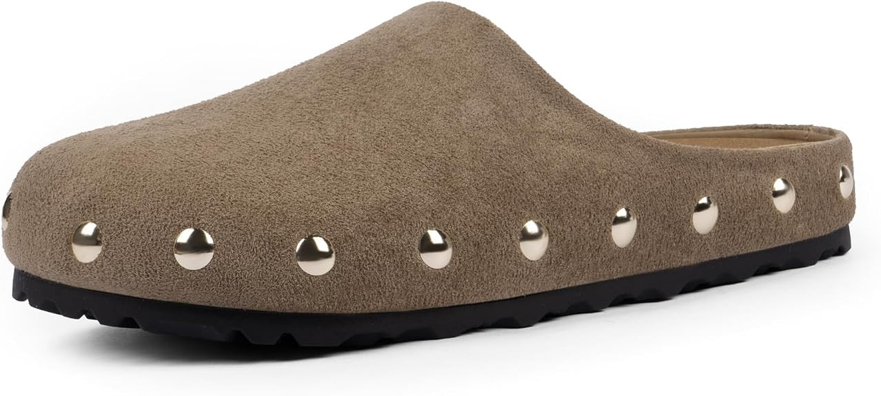 QIY Clogs for Women Slip on Faux Suede Studded Mules Comfortable Footbed Mule Round Toe Potato Sh... | Amazon (US)