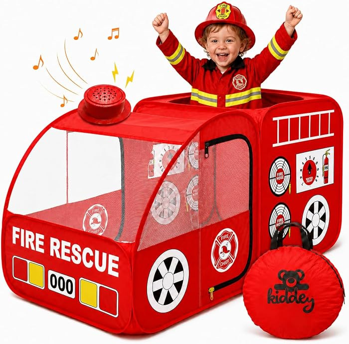 Kiddey Fire Truck Play Tent for Kids - Firetruck Tents with Sirens and Fireman Sound Button for G... | Amazon (US)