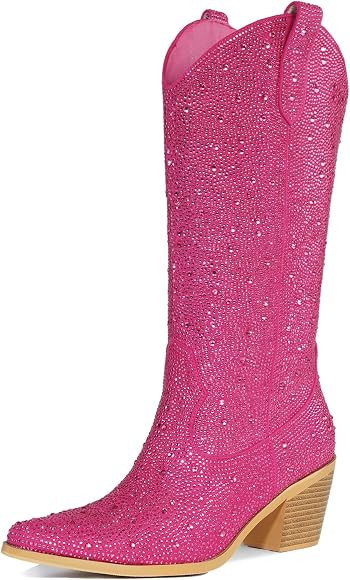 Lumeheel Rhinestone Cowboy Boots for Women - Sparkly Cowgirl Boots Wide Calf Glitter Bling Women'... | Amazon (US)