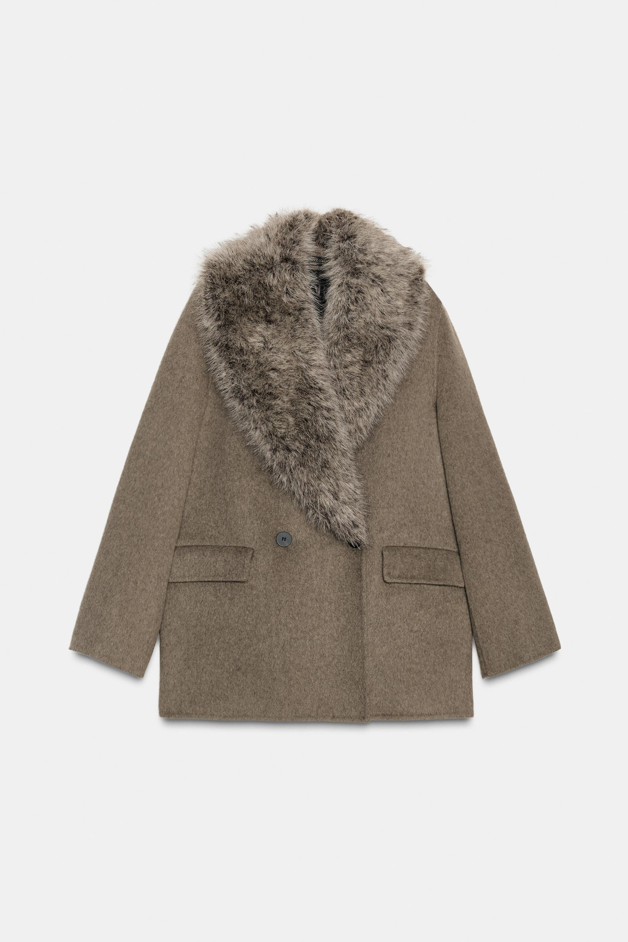 JACKE AUS WOLLMISCHUNG MIT KRAGEN IN FELL-OPTIK ZW COLLECTION | Zara DE