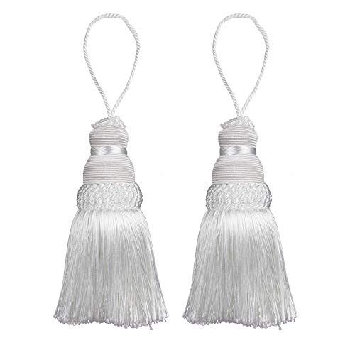 Fenghuangwu Colorful Tassel Key Tassel DIY Accessories for Curtain and Home Decoration (White, 2P) | Amazon (US)