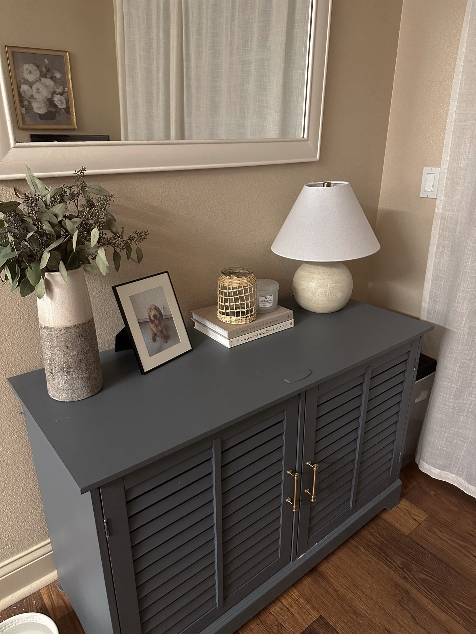 Side board styling🤍 cabinet is a thrift flip😊

#LTKhome #LTKMostLoved #LTKfindsunder50