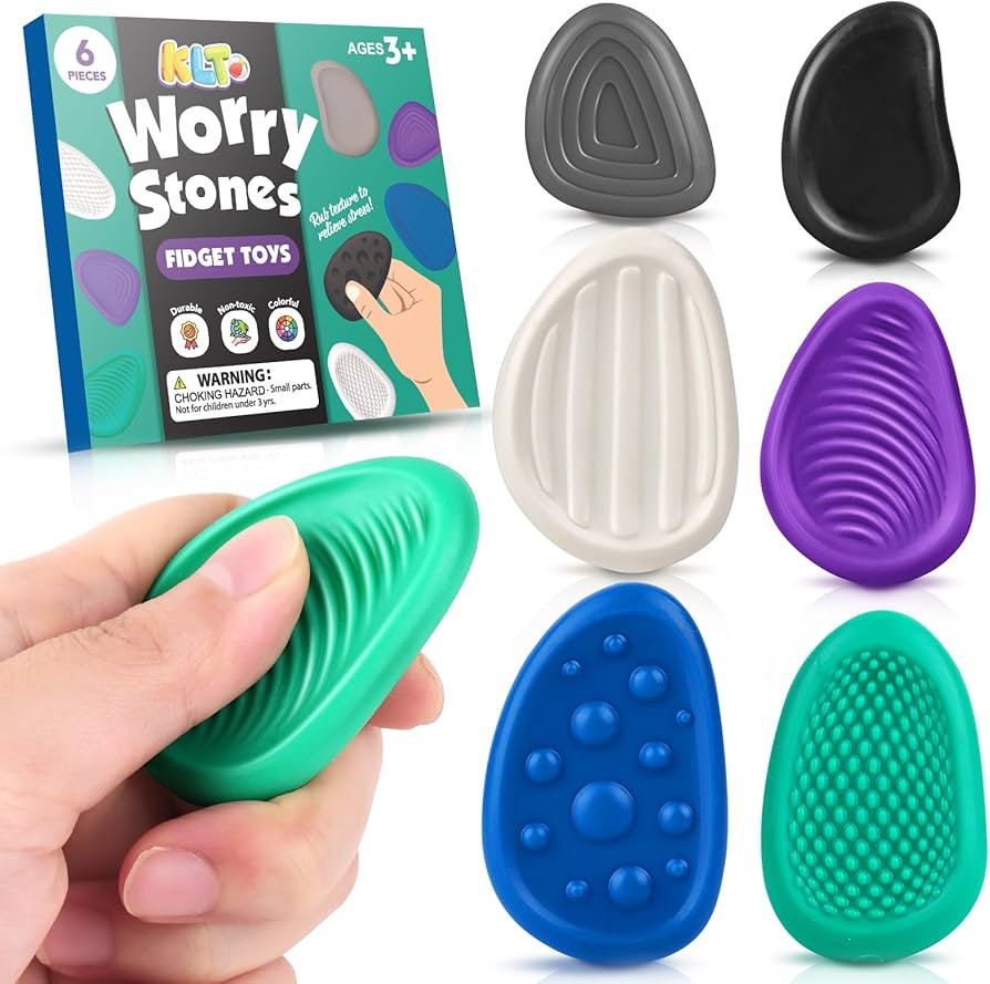Fidget Toys Adults Sensory Stone: 6 Pack Textured Worry Stone for Autism Kids Calming Down - Fidg... | Amazon (US)