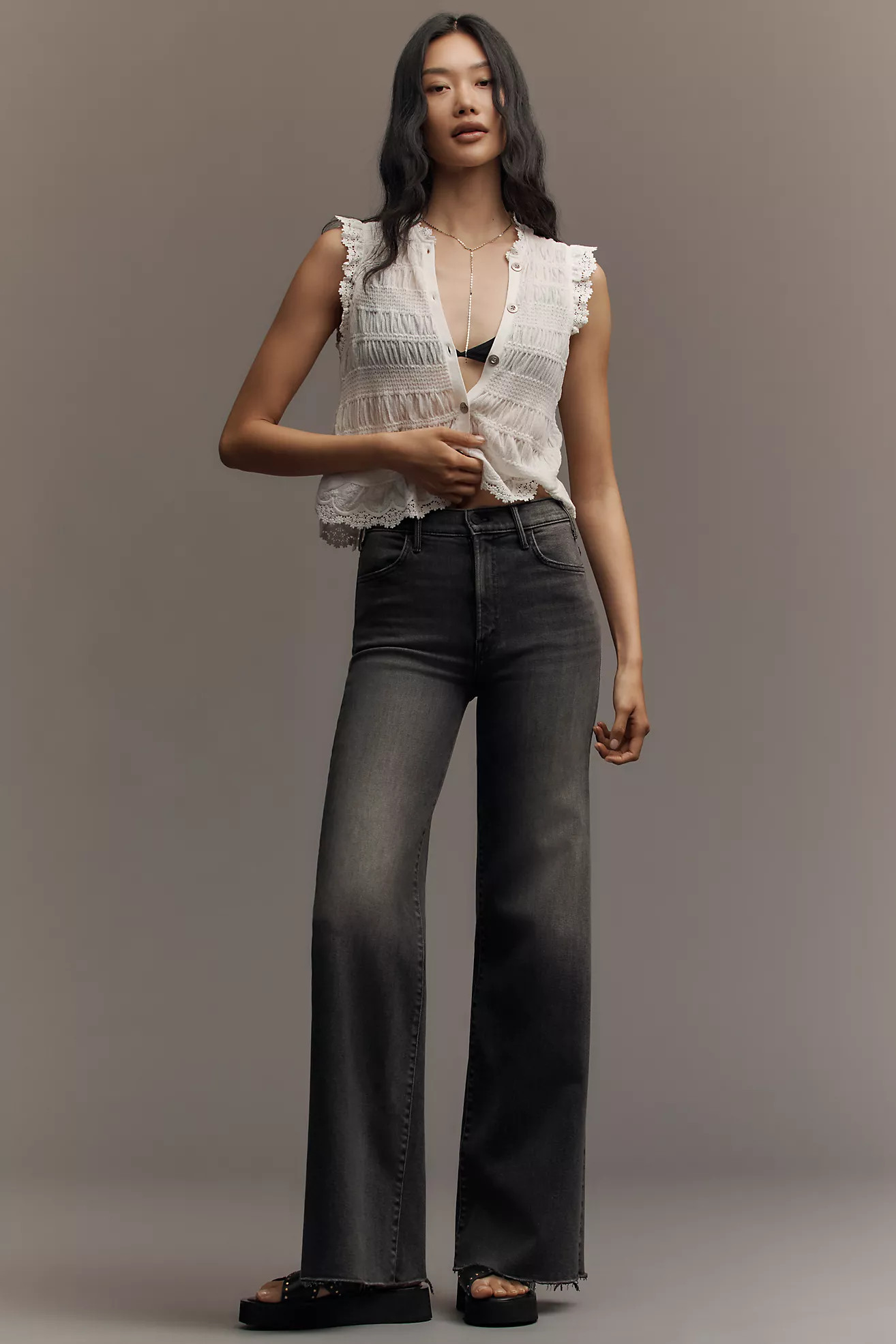 MOTHER The Hustler Roller High-Rise Wide-Leg Ankle Jeans | Anthropologie (US)