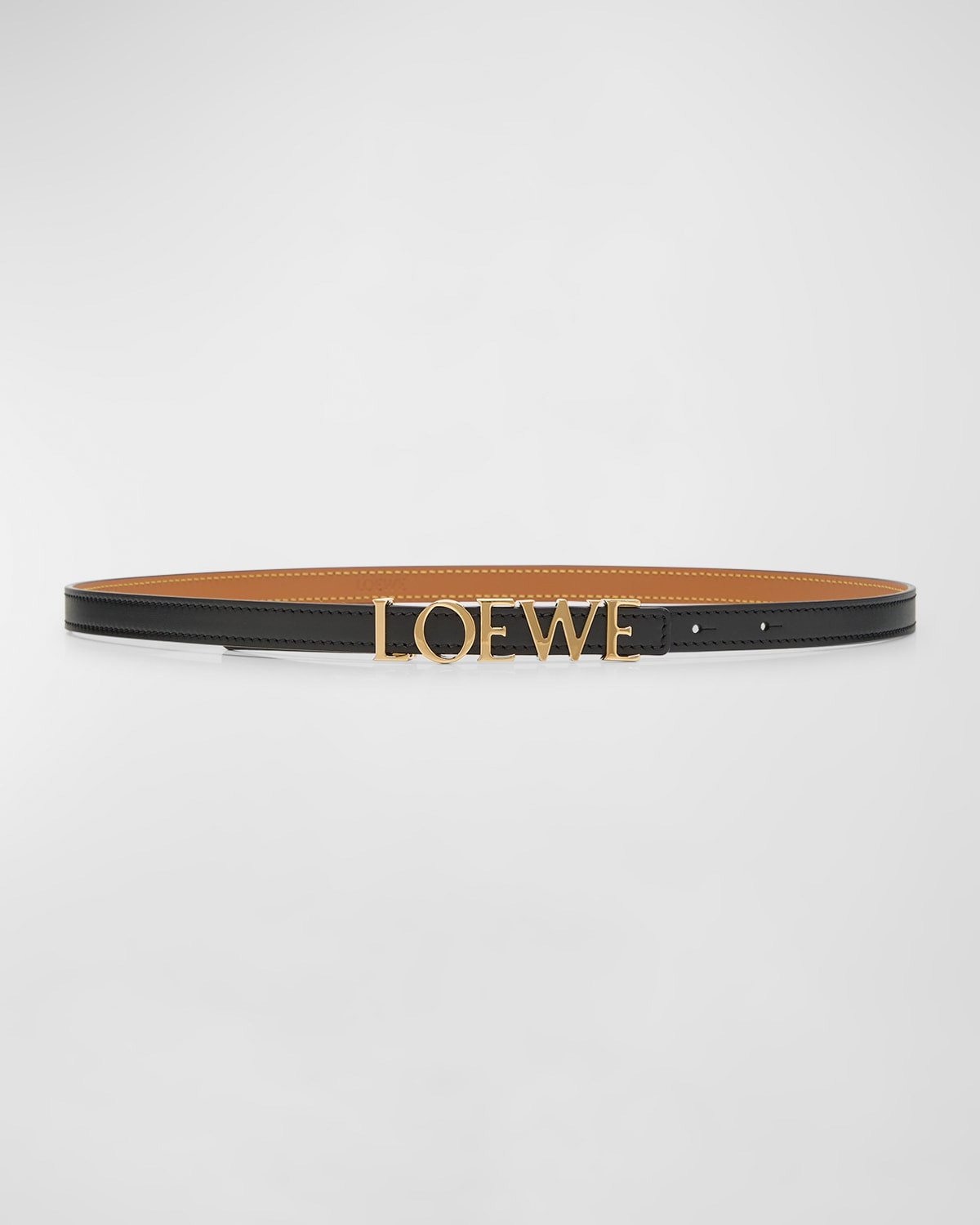 Bold Logo Leather Skinny Belt | Neiman Marcus