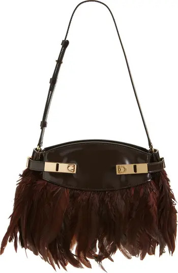 FERRAGAMO Hug Leather & Feathers Clutch | Nordstrom | Nordstrom