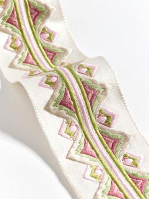 Scalamandre Flamme Embroidered Tape Pink And Green Trim | DecoratorsBest