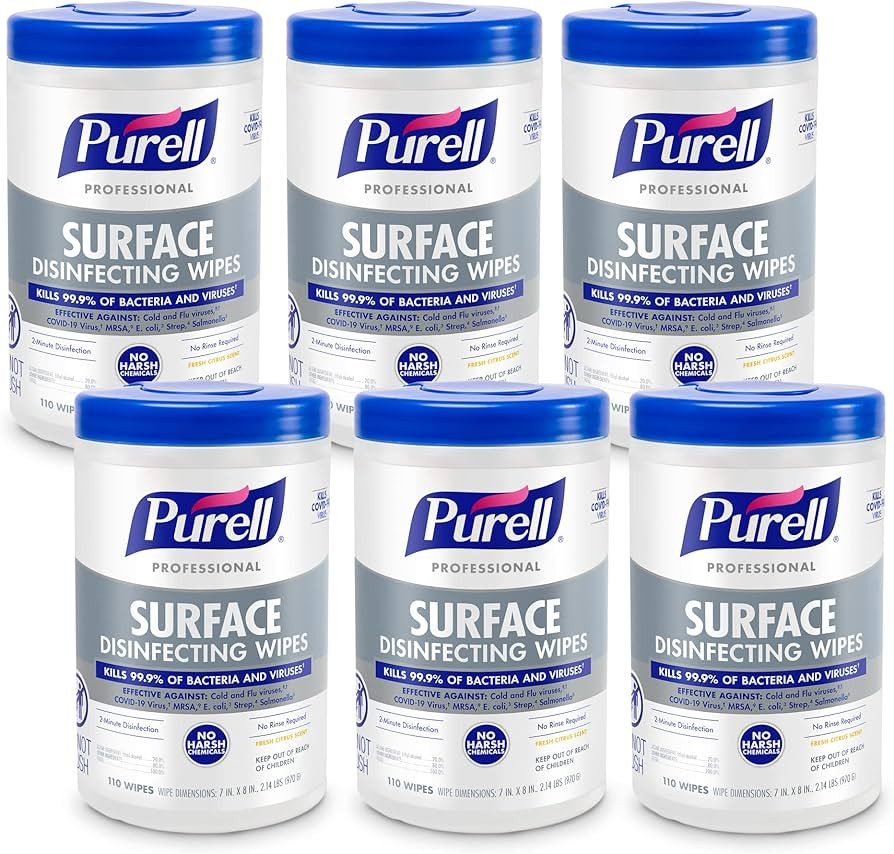 PURELL Professional Surface Disinfecting Wipes, Citrus Scent, 110 Count Canister, 7"x 8" Wipes (P... | Amazon (US)