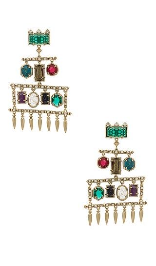 Kendra Scott Emmylou Statement Earrings in Brass Jewel Tone Mix & White CZ | Revolve Clothing