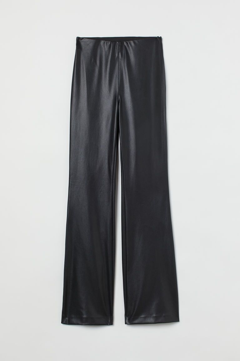 H & M - Flared Faux Leather Pants - Black | H&M (US)