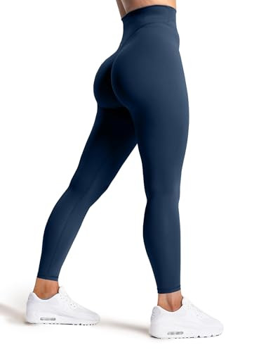 Olmlmt No Front Seam Workout Leggings for Women Tummy Control Butt Lifting Leggings Buttery Soft Gym Yoga Pants(O810-Navy Blue-M) | Amazon (US)