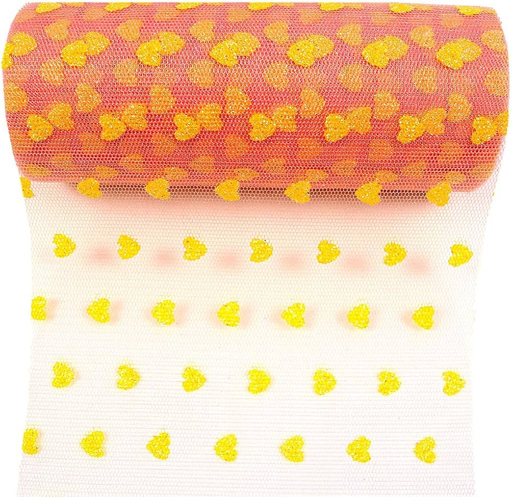 Heart Glitter Tulle Rolls 6 inch x 10 Yards (30 feet) Shimmer Color for Table Runner Chair Sash B... | Amazon (US)