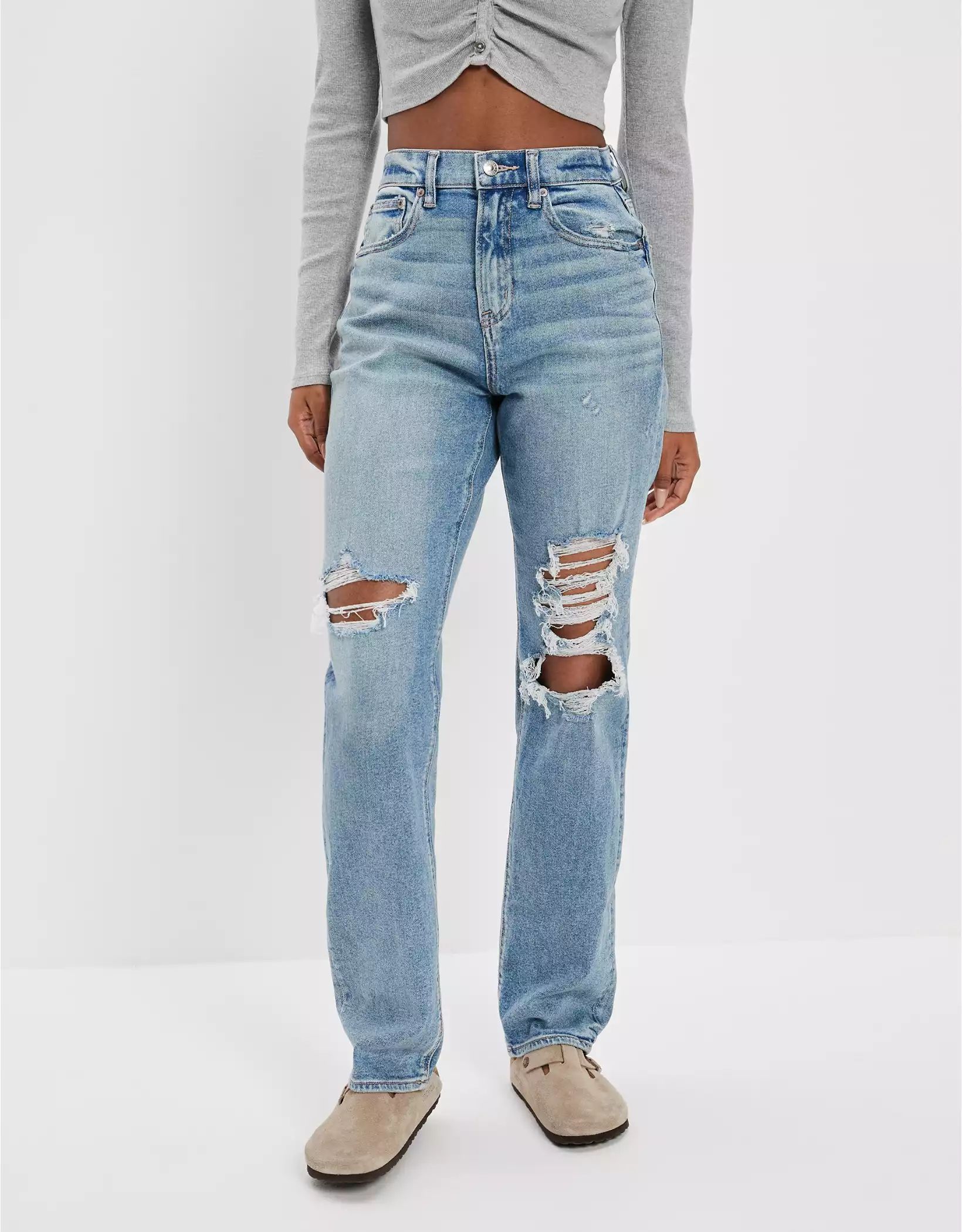 AE Stretch Ripped Highest Waist '90s Boyfriend Jean | American Eagle Outfitters (US & CA)