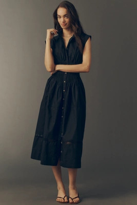 Maeve 100% Cotton Waisted Midi Shirt Dress | Anthropologie (US)