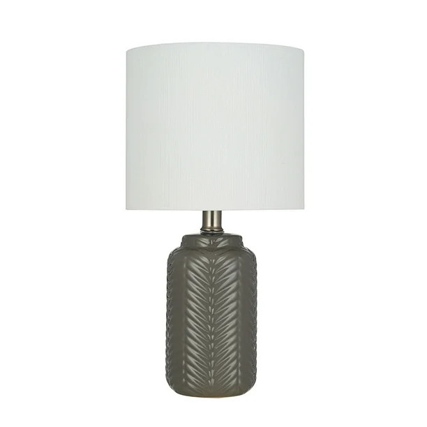 15" Cresswell Lighting Chevron Ceramic Table Lamp, Grey Glaze Finish, LED Bulb Included | Walmart (US)