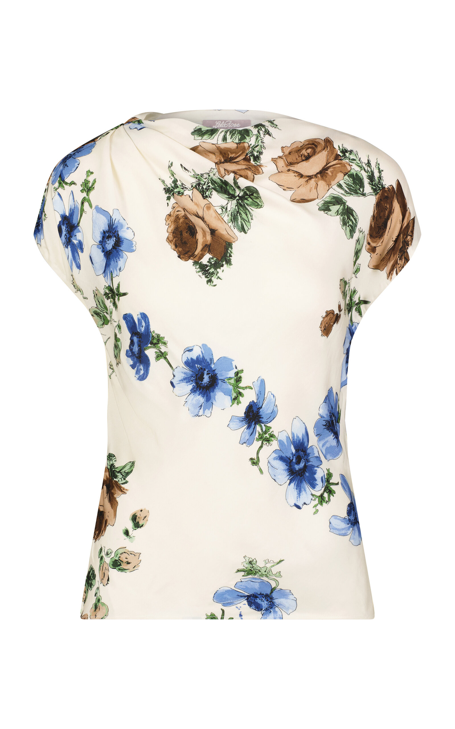 Floral-Print Crepe Draped Top | Moda Operandi (Global)