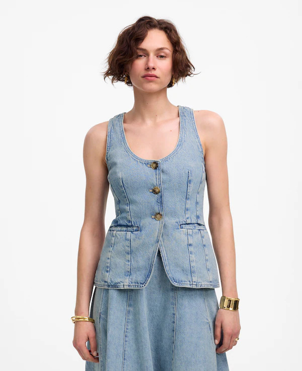 Denim Scoopneck Cutaway Vest in Edmonson Wash | Madewell | Madewell