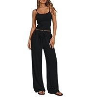 Trendy Queen Womens 2 Piece Lounge Set Summer Camisole Top & Wide Leg Pants | Amazon (US)