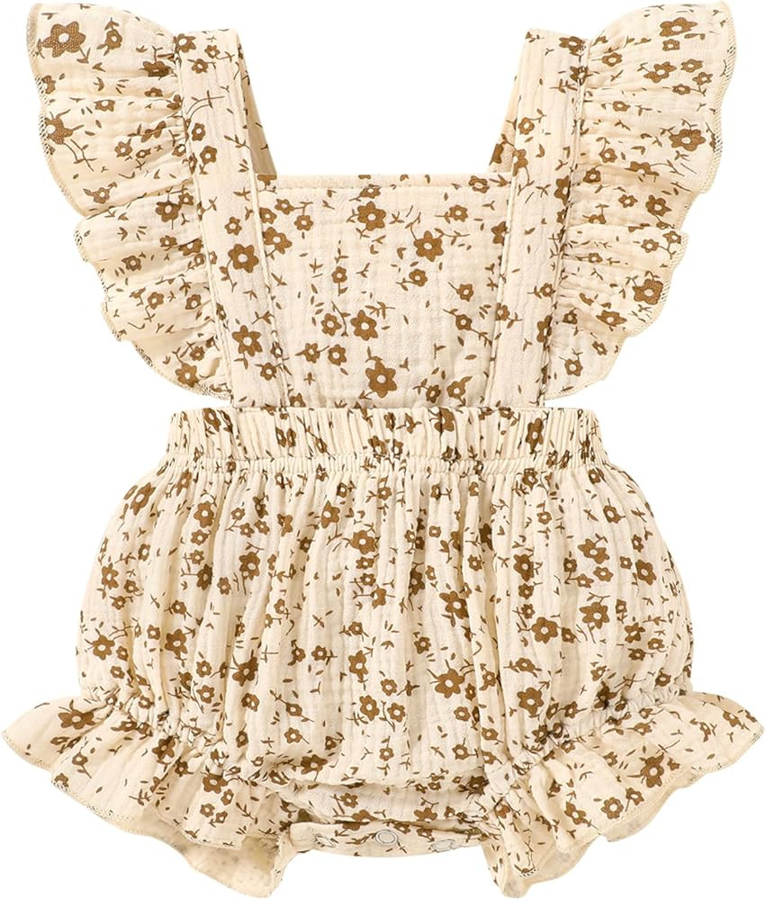Happy Town Newborn Baby Girl Clothes Infant Summer Romper Sleeveless Floral Cute Outfits One Piec... | Amazon (US)