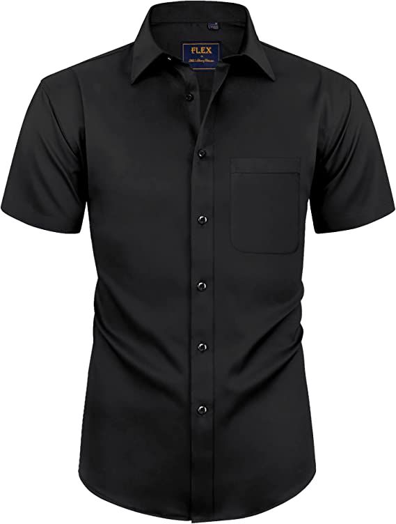 Alimens & Gentle Mens Short Sleeve Dress Shirts Wrinkle Free Solid Casual Button Down Shirts with... | Amazon (US)