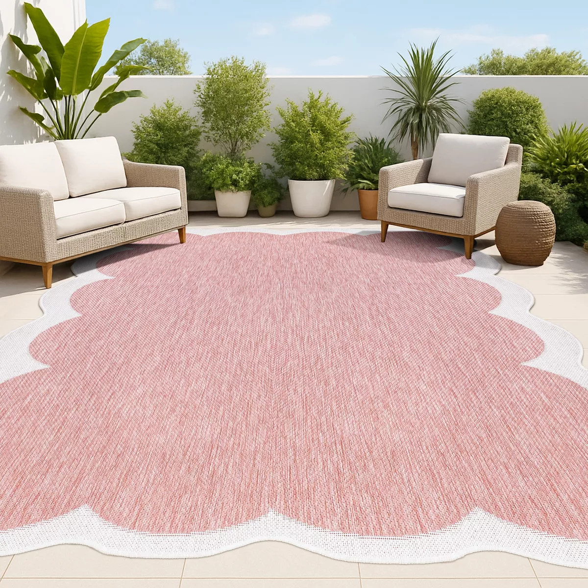 JONATHAN Y Alice Classic Cottage Two-Tone Scalloped Indoor/Outdoor Area Rug | Target