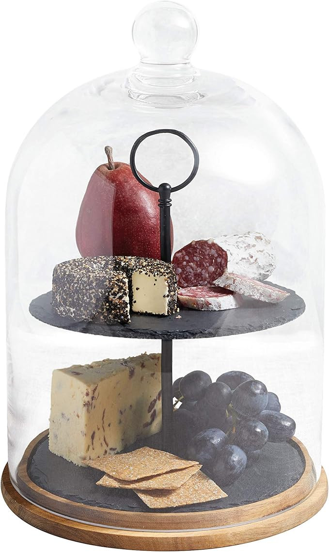 Artesà 2-Tier Serving Stand/Cake Dome, Glass Cloche Food Display Cover / Storage with Tiered Sla... | Amazon (UK)