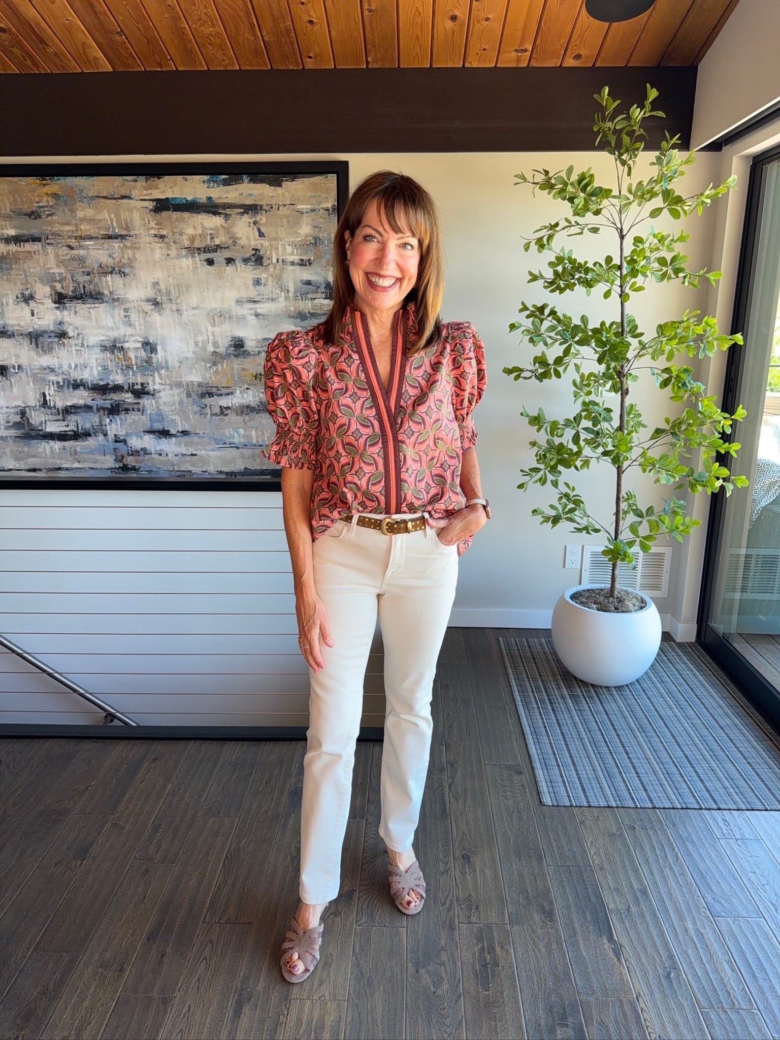 Loving this cute blouse from @Avara! Such an easy summer outfit with white jeans.

#LTKootd #LTKOver40 #LTKSeasonal