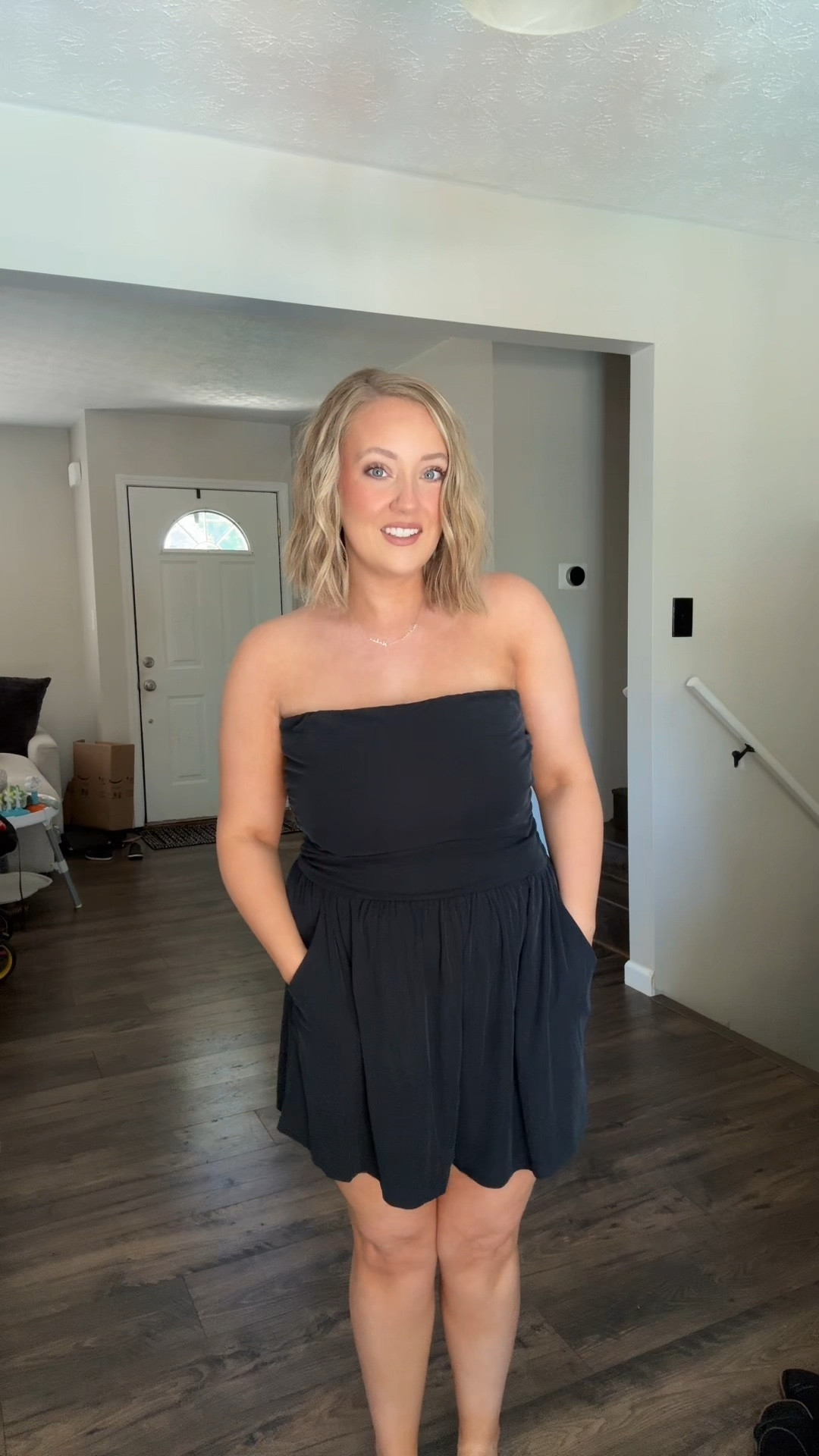 little black romper from target- wearing a size large 🖤 rubber piece at the top holds the strapless in place, hits right at the waist and flares out which makes it flattering + can’t forget to mention it has pockets! // XO

target style, black romper, wild fable 

#LTKMidsize #LTKStyleTip #LTKVideo