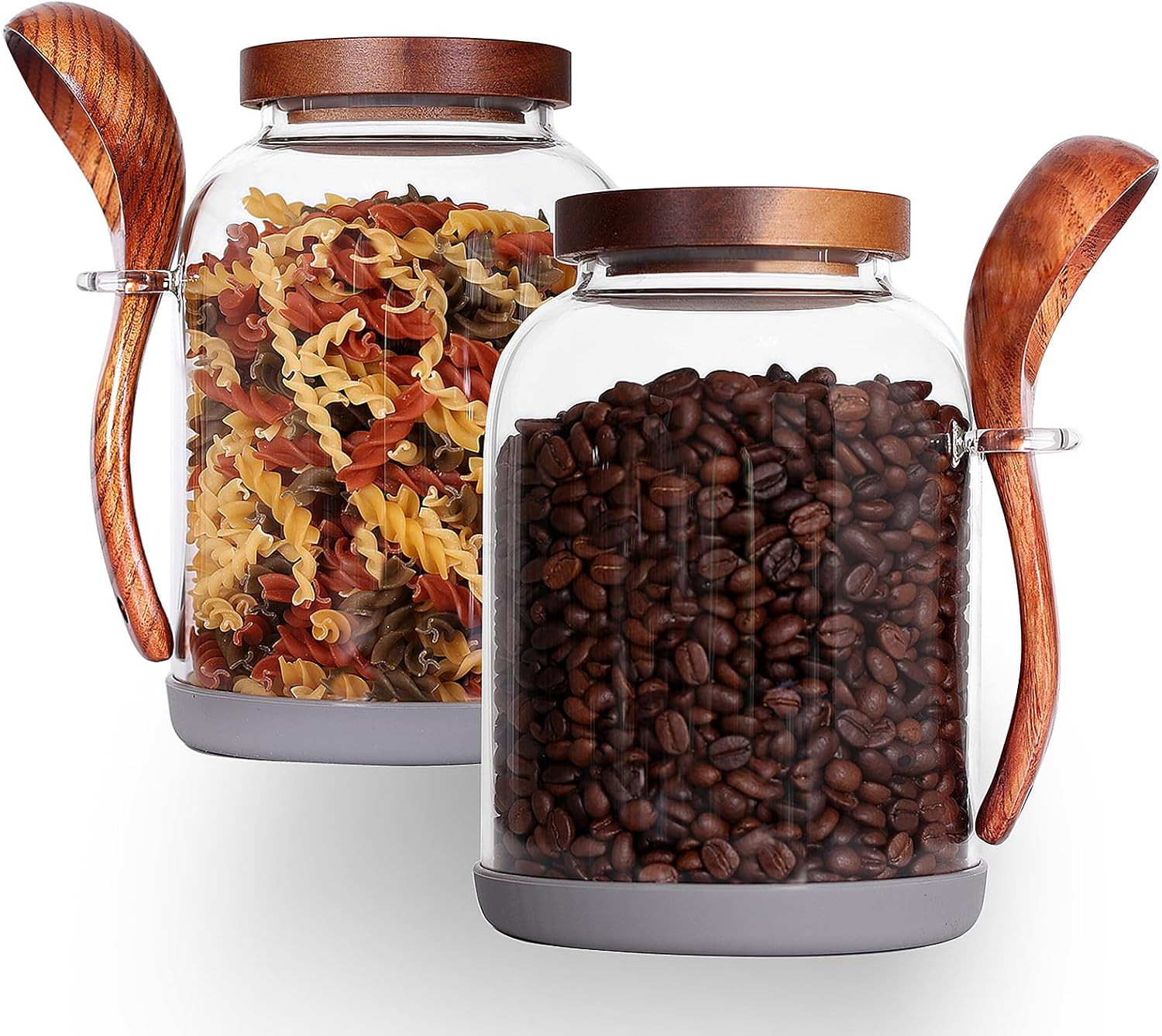 Glass Canisters with Airtight Lids and Spoons Set of 2, 66 OZ Glass Flour and Sugar Containers wi... | Amazon (US)