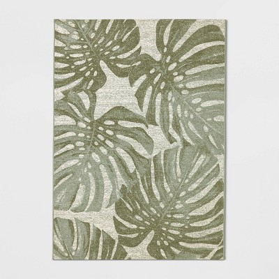 7'x10' Rectangular Tonal Palm Woven Outdoor Area Rugs Heathered Green - Threshold™ | Target