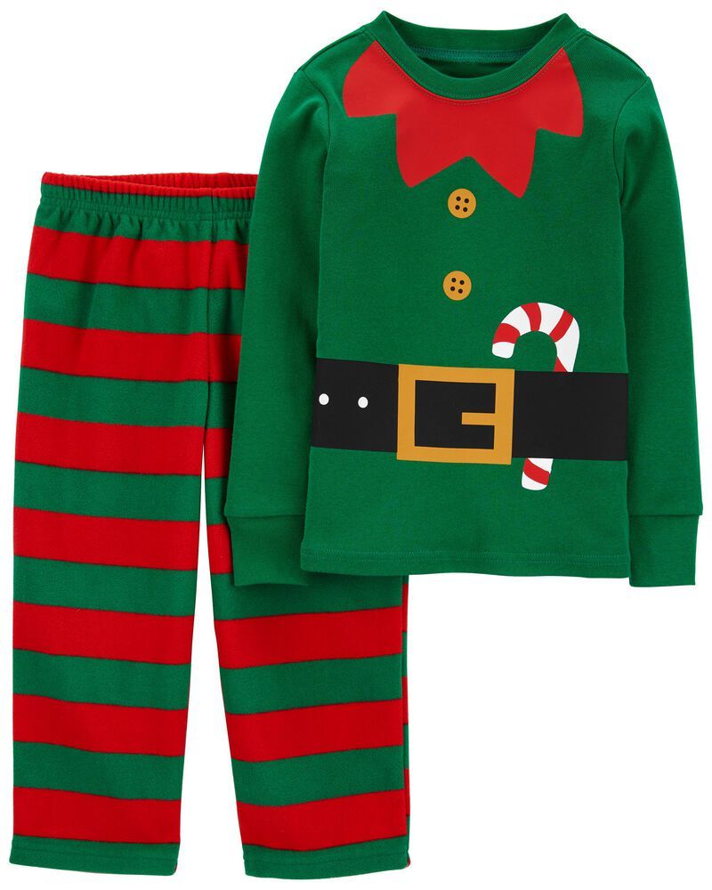 2-Piece Christmas Elf Cotton & Fleece PJs | Carter's