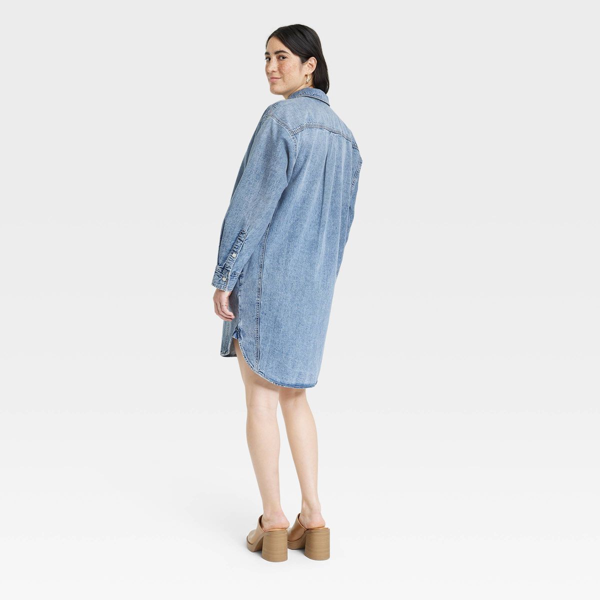 Women's Long Sleeve Denim Mini Shirtdress - Universal Thread™ Blue | Target