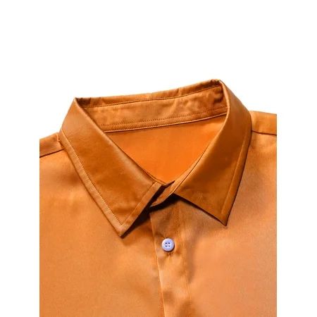 Orange Men Button Through Solid Shirt Casual XL(42) S2218004D | Walmart (US)