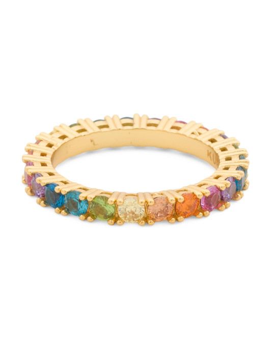Rainbow Pave Band Ring | TJ Maxx