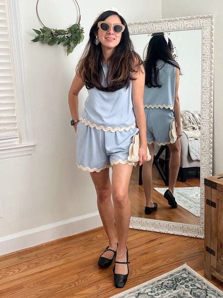 REPOST: Love this two piece set for Spring! I adore this fresh blue two piece set with the embroidered scallop trim. This is such a cute outfit, perfect for a spring day 🌸 Amazon find, spring outfits, spring looks 
 BrandiKimberlyStyle 

#LTKSeasonal #LTKstyletip