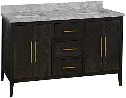 Amazon.com: Parisian 60-inch Double Bathroom Vanity (Carrara/Dark Oak): Includes Dark Oak Cabinet... | Amazon (US)