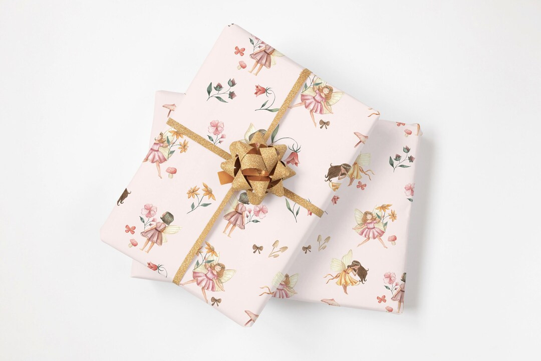 Fairy Wrapping Paper Fairy Birthday Paper, Girl Birthday Paper, Pink Fairy Paper, Baby Shower Wra... | Etsy (US)