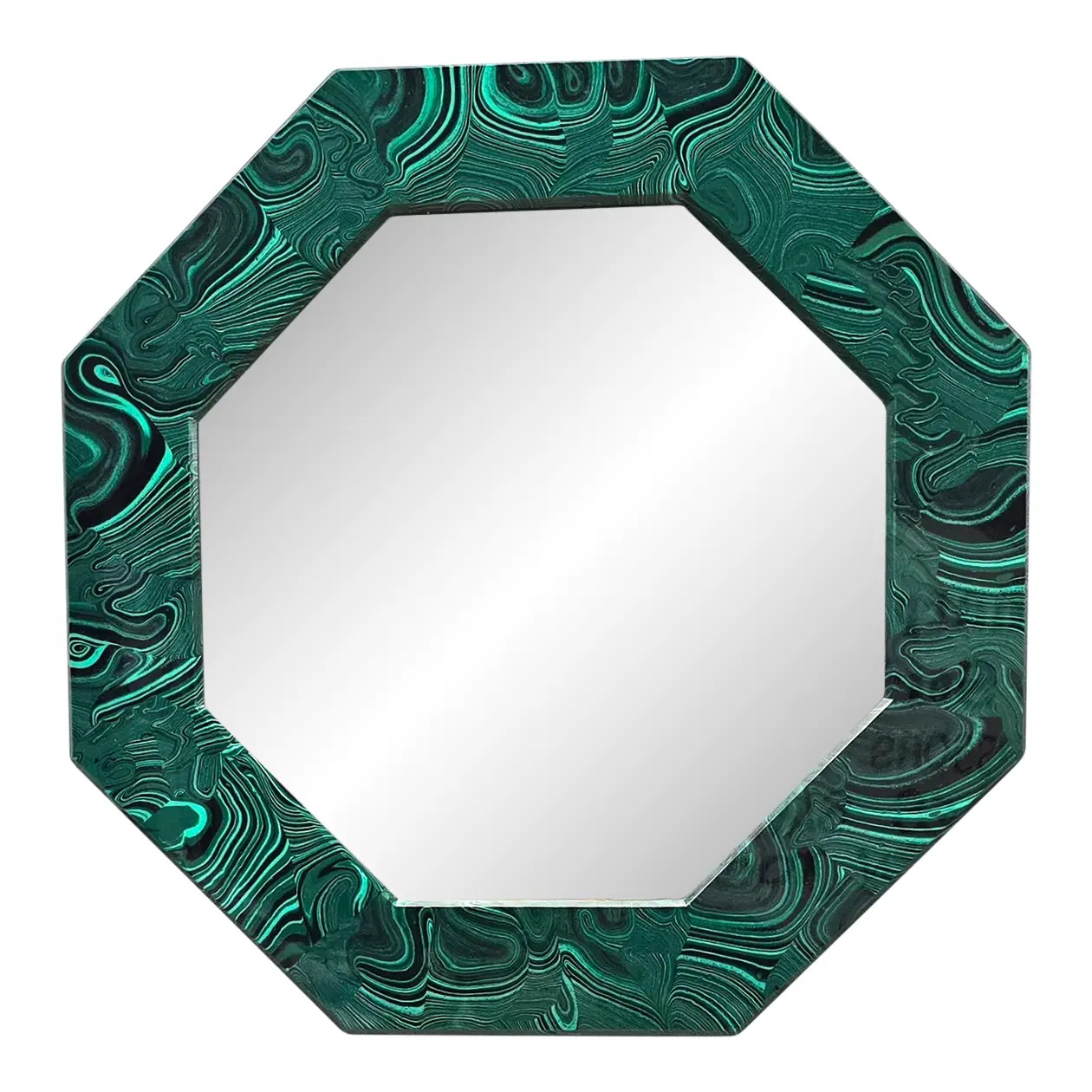 Vintage Octagon Malachite Framed Wall Mirror | Chairish