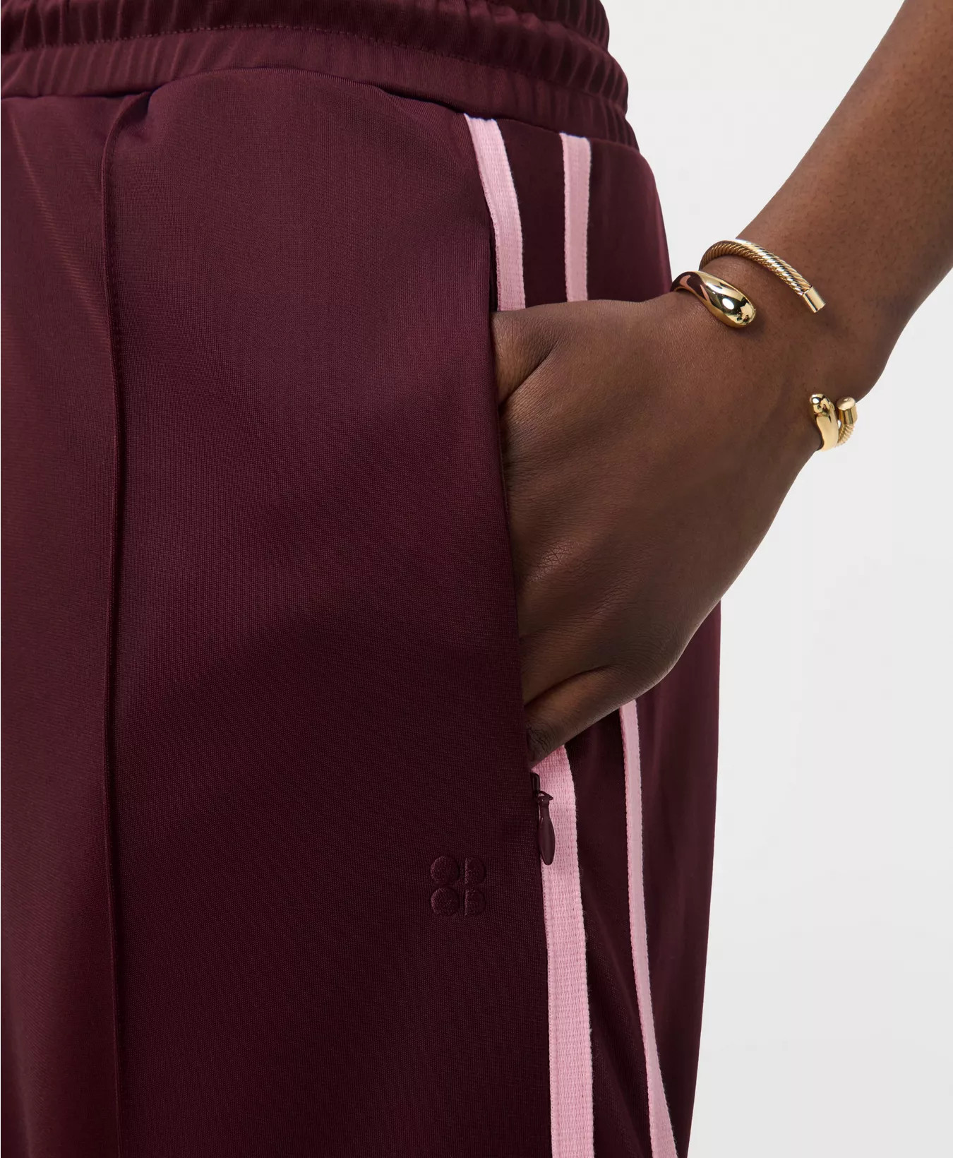 Revival Pintuck Side Stripe Wide Leg Trouser - Merlot Red | Women's Trousers & Yoga Pants | Sweat... | Sweaty Betty UK