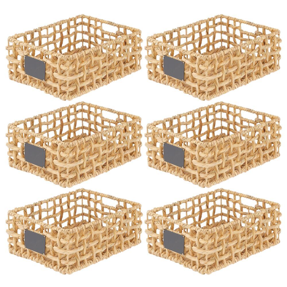 mDesign Water Hyacinth Open Weave Kitchen Cabinet Pantry Basket with Built-in Chalkboard Label fo... | Walmart (US)