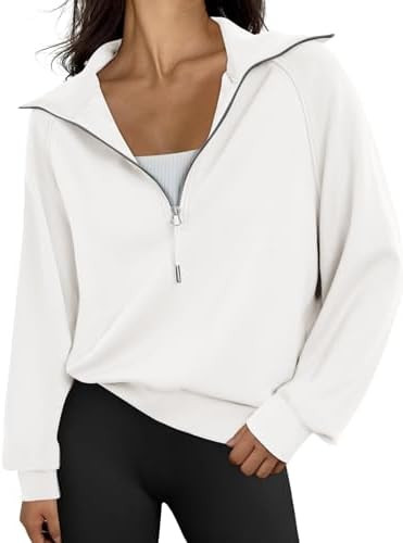 Trendy Queen Women's Oversized Quarter Zip Sweatshirts - Cropped Drop Shoulder Hoodie, Soft Y2K P... | Amazon (US)