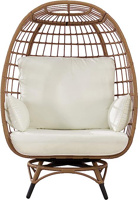 Sunjoy Simon Swivel Egg Cuddle Chair, Light Brown | Amazon (US)