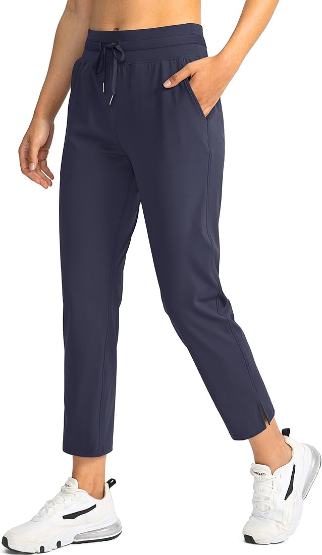 Women's Golf Pants with 4 Pockets 7/8 Stretch High Wasited Sweatpants Travel Athletic Work Pants ... | Amazon (US)