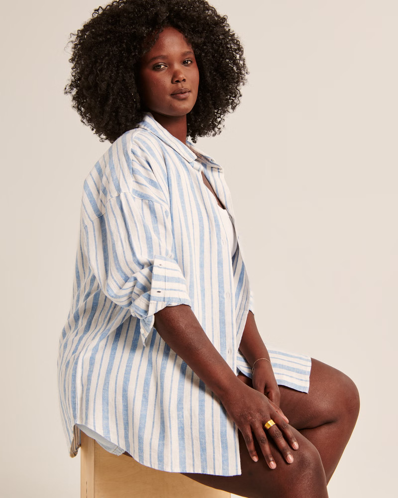 Oversized Linen-Blend Shirt | Abercrombie & Fitch (US)